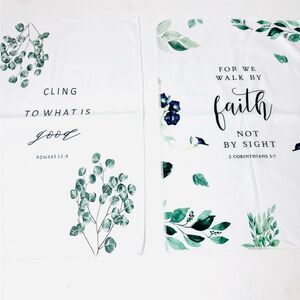 2 New Christian Faith Bible Inspirational Kitchen Dish Towels  16×24